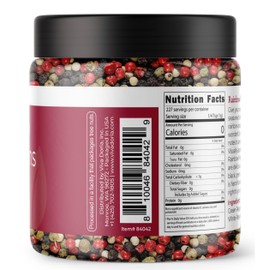 Viva Doria Rainbow Blend Peppercorn, Steam Sterilized Whole Black Pepper, Whole Green Pepper, Whole Pink Pepper, Whole White Pepper, 8 Oz, For Grinder Refills