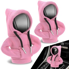 Auto Dynasty 2pcs Car Gear Shift Knob Hoodie, Mini Hoodie Shifter Cover, Automotive Interior Decoration, Gear Shifter Stick Protector, Auto Manual Transmission Lever Cover, Pink