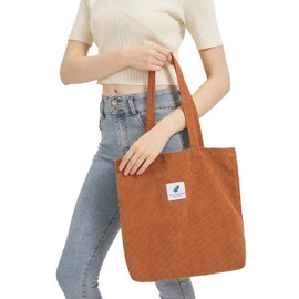 Corduroy Bag Women's Shoulder Bag Tote Bag Corduroy Women's Shopper Handbag Shoulder Bags Work Office Travel Shopping School Everyday, brown