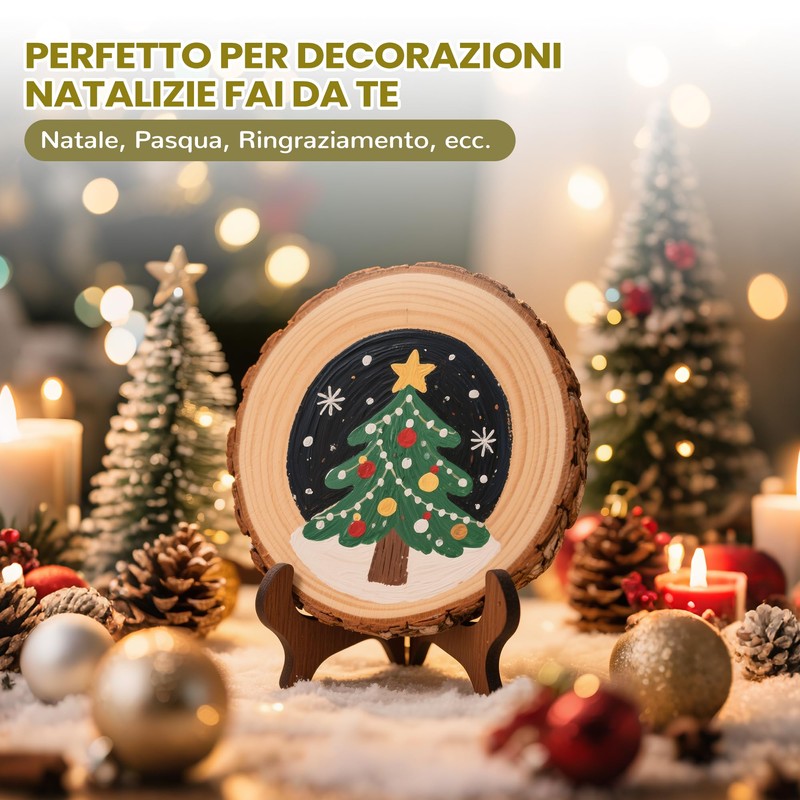 18 Dischi di Legno, Tronchetti da 7-8 cm per Decorazioni