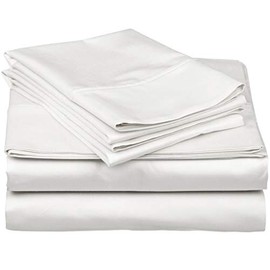 Carressa Linen 600 Thread Count 100% Long Staple Soft Egyptian Cotton Shee tSet, 4 Piece Set, Cal King Sheets, Upto 17" Deep Pocket, Smooth & Soft Sateen Weave, Deep Pocket, Luxury Bedding, White
