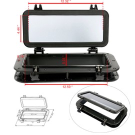 Amarine Made Boat Yacht Rectangle Opening Portlight Porthole 15-3/4" x 7-7/8" Replacement Window Port Hole - ABS Tempered Glass, Color: White, Black (Black)