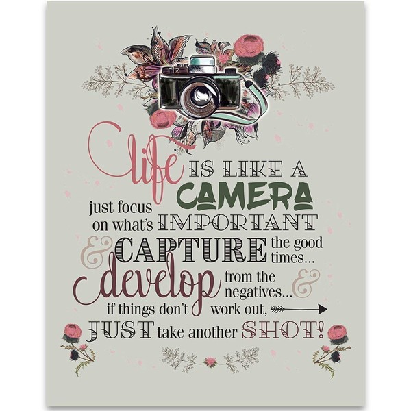 Life is Like a Camera - 11x14 Unframed Typography Art Print Poster - Great Inspirational Gift Under $15