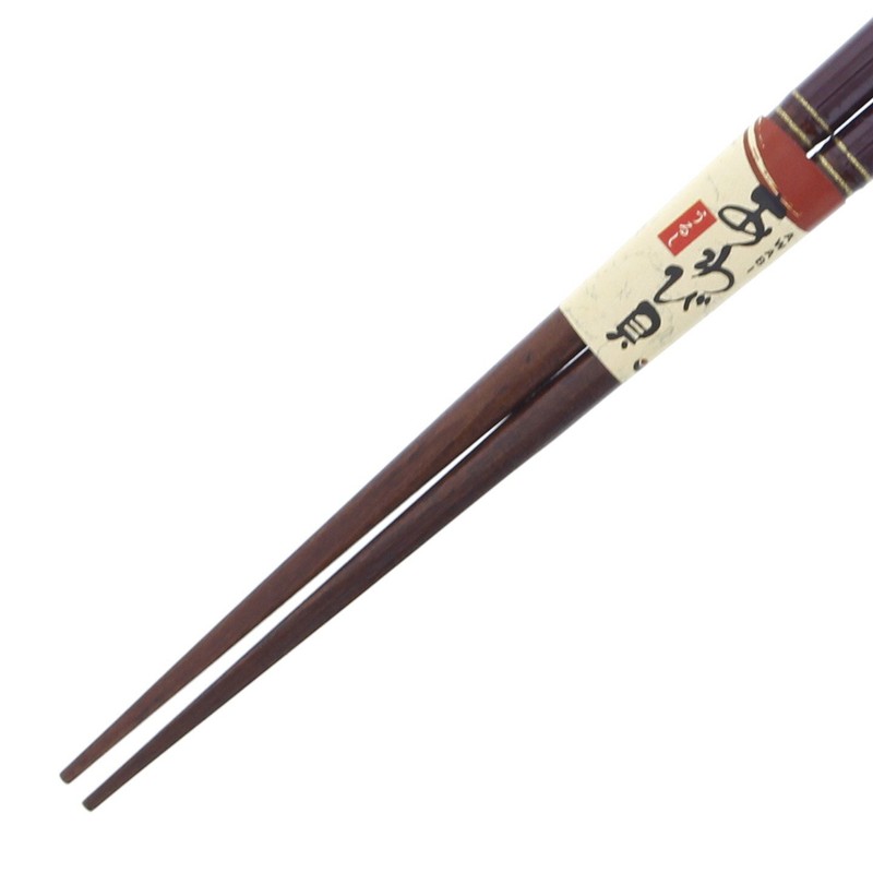 箸 貝細工 アワビ 三ヶ月 桜 木製 (天然木) 漆 塗装 20.5cm