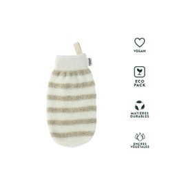 OMNIA BOTANICA - Two-component bath glove - linen and bamboo - gentle massage and body scrub - massage glove - suitable for all skin types - spa - gentle exfoliation