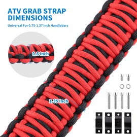 ATV Grab Strap, Sturdy Safety Motocycle Grab Strap Universal for 0.75-1.37 Inch Handelbar Paracord Grip Handle for Kids Compatible with Can Am Outlander Honda Foreman ATV Motocycle E-Bike (Red)