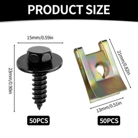 100 Stück Blechmutter Schraube Mutter Clip Kit, 50 Sätze Blechmuttern Sortiment Karosserie Blechmuttern Karosserieschrauben Autoteile Schrauben für StoßStangen KotflüGeln