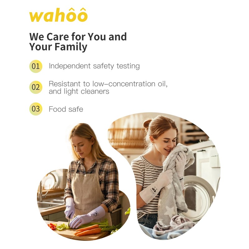 LANON 3 Pairs wahoo Nitrile Cleaning Gloves, Latex free Reusable