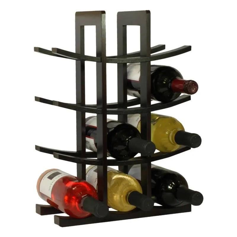 Bamboo Wine Rack 12 Bottle Dark Espresso Modern Design Durable
