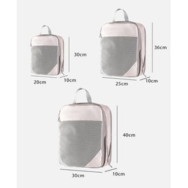 GEEKHOM Suitcase Organiser Set, Packing Cube, Clothes Bags, Storage Bags, Packing Cube, Packing Bags, Laundry Bag Set for Holidays and Travel (Ash White, 3 Pieces)