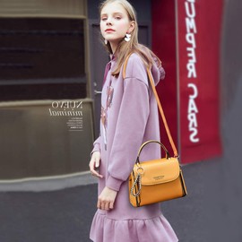 NICOLE & DORIS Women Phone Handbags Small Fashion PU Leather Shoulder Bag for Girls Crossbody Bag Light Weight with Detachable Shoulder Strap Key Ring Yellow