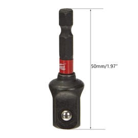 TA-VIGOR 50mm Socket Spanner Insert, 1/4 Inch Hex to 1/2 Inch Square for Impact Drivers Red