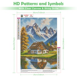 QENSPE Snow Mountain Diamond Painting Landscape 5D Diamond Complete Painting Set for Adults, Home Diamond Art Painting DIY Diamond Art Craft for Beginners Wall Decor 30 x 40 cm