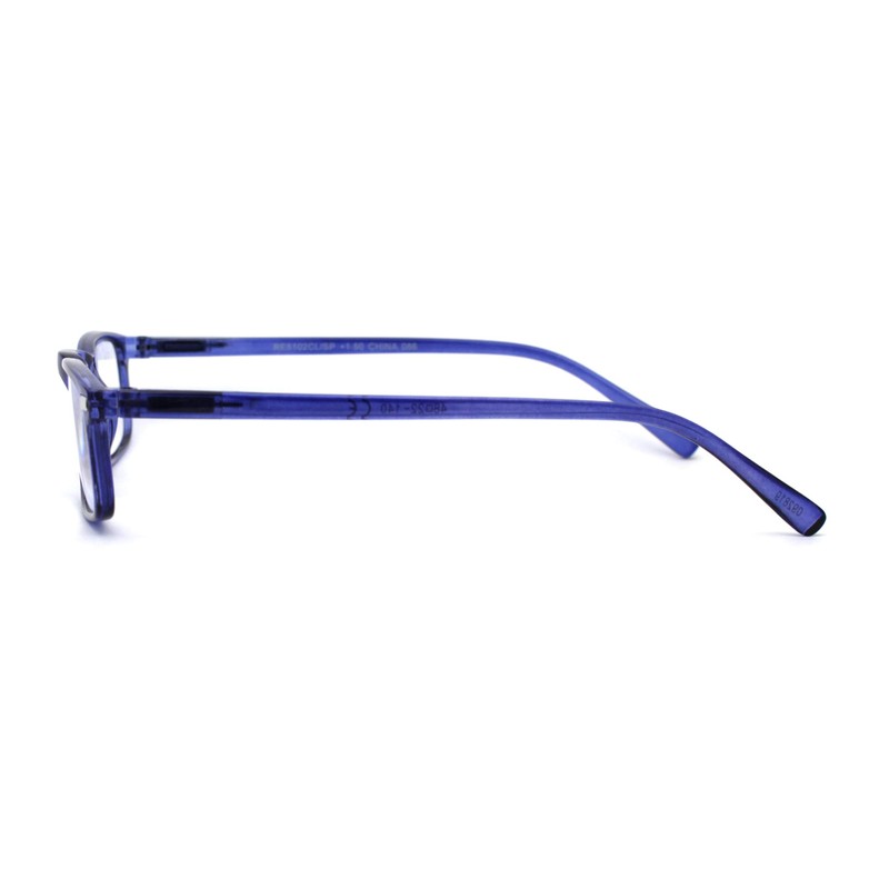 Mens Spring Hinge 90s Narrow Rectangle Plastic Powered Reading Glasses