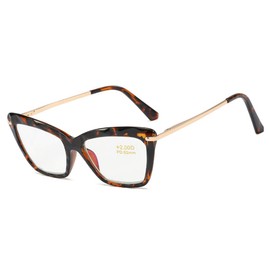 Computer Reading Glasses Blue Light Blocking Readers for Women Cat Eye Lightweight Frame Eyeglasses Anti Glare Lens (Leopard,1.0)