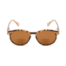 Round Bifocal Reading Sunglasses in Light Tortoise with Amber Lenses by Readers.com | The Drama | +2.50