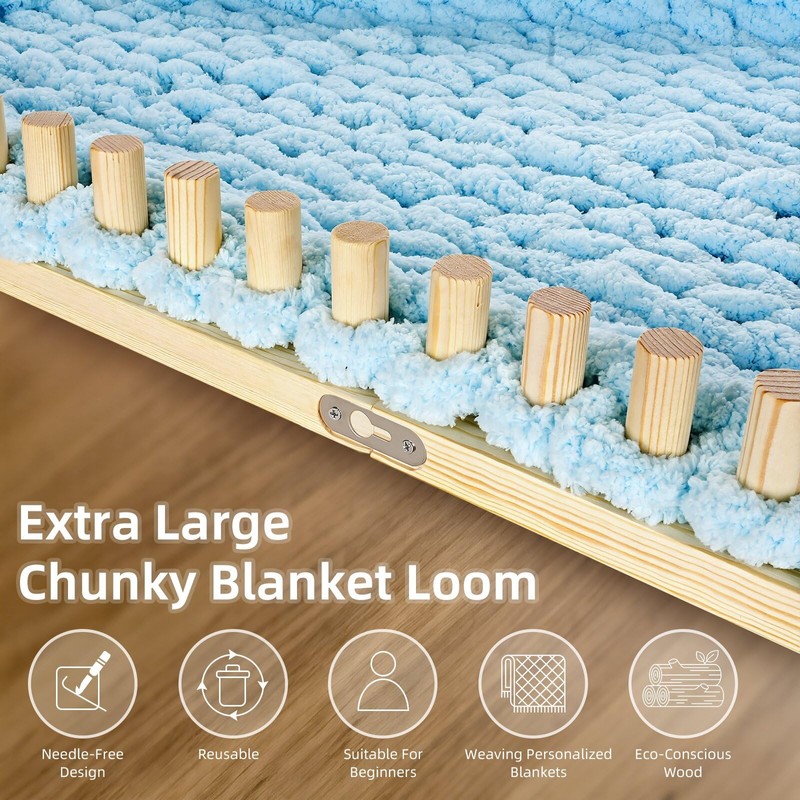 TISOFU 46" Chunky Blanket Loom, Large Wooden Loom Frame, Hand