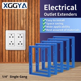 XGGYA 1/4” Double Gang Receptacle Outlet Box Extender,Blue Electrical Outlet Extender for Electrical Box,A Great Helper for Outlet Box Adjustments,1Pack