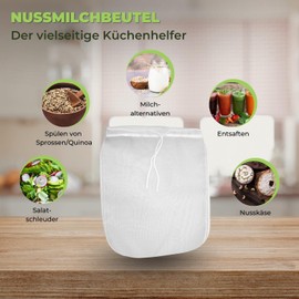 OmniBlend Nussmilchbeutel aus Nylon I Nussbeutel zur Herstellung von Nussmilch/Käse/Pflanzenmilch & Quark I hochwertiges Siebtuch Passiertuch waschbar I Passiertuch wiederverwendbar zum Entsaften