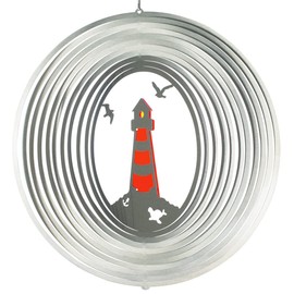 Stainless Steel Lighthouse Wind Chime – Sun Dancer Mix 300 Red – Unique Mix, 152 cm Diameter 30 cm with Hanger