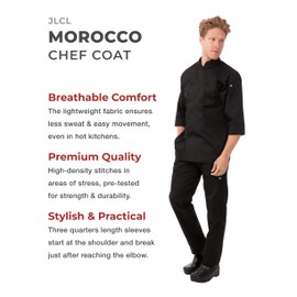 Chef Works B389-S Unisex Chefs Jacket, Small, Black