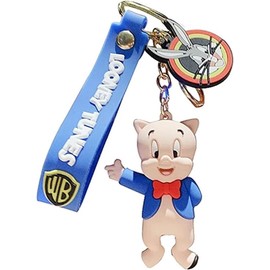 TCB Creations Porky Cartoon Pig Character 3D Silicone Charm Keychain Keyring
