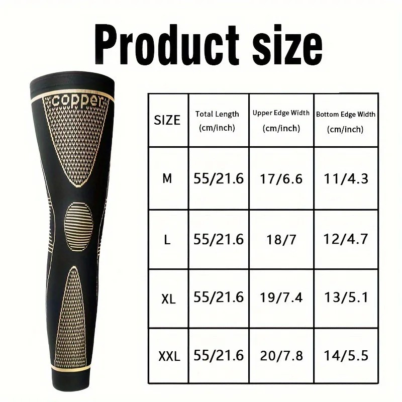 Custom Factory Long Full Copper High Quality Knee Brace Nylon
