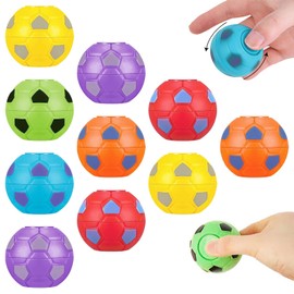 GAROMIA Pack of 12 Football Spinner Fingertips Toy Rotating Stress Balls Game Mini Football Anti-Stress Sensory Toy Sensory Toys Party Bag Children's Birthday Party for Children Adults