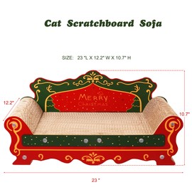 COOZMENT Scratching Sofa, Couch Shaped Thick Scratching Cardboard, Lounge Bed for Indoor Rest&Play, Sofa Scratcher Pad (Red, 23" L X 12.2" W X 10.7" H)