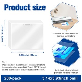 200 Pack 5mil 2.94“x4.13" Thermal Laminating Pouches Badge Laminate Pouches Clear Laminated Luggage Tags Printable Laminator Pouches for Business Permits Cards (200, 2.94"x4.13"-5mil-with Holes)