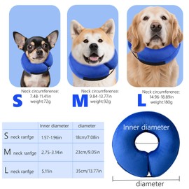 Inflatable Dog Collar, Adjustable Dog Collar, Leak Protection, Blue, L