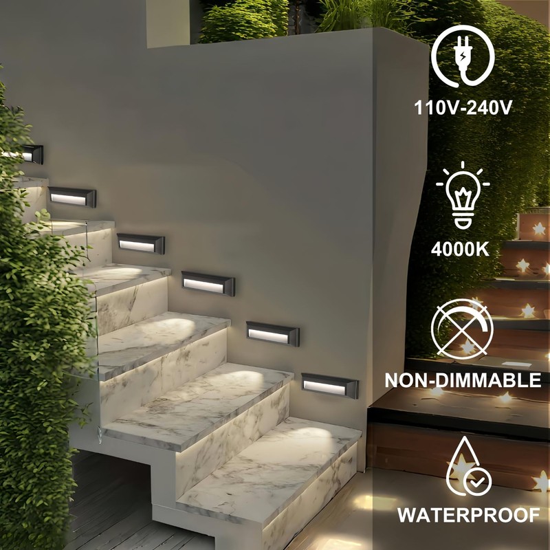 ZONK LED Step Lights 110-240V OutdoorIndoor Stair Lights, Waterproof IP65