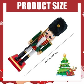 Larfraecy Christmas Nutcracker Soldier Ornament 25.5cm Wooden Christmas Nutcracker Soldiers in Festive Colour,Classic Traditional Decoration for Fireplace Christmas Tree Party Decoration