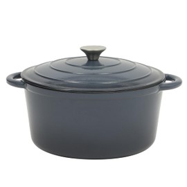 Gibson Home Addlestone 7 Qt Enameled Cast Iron Dutch Oven Pot with Lid – Round, Oven Safe to 500°F, Ideal for Bread Baking & Stews - Gradient Navy Blue