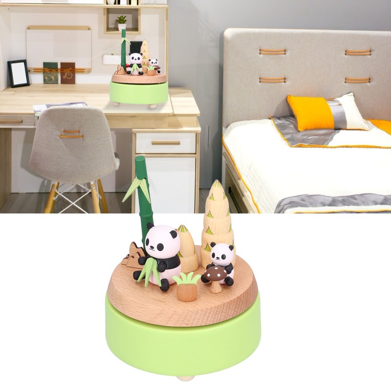 Panda Shaped Music Box Desktop Wooden HandiCraft Ornament for Valentine's