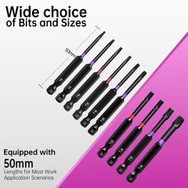 KASAFE 10Pcs 50mm Torx Screwdriver Bit Sets，Magnetic Impact Security Star Bits Set with T10 T15 T20 T25 T27 T30 T40