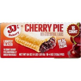 JJ's Bakery Lightly Glazed Cherry Pie, 4 oz, 16-count, Total 64 oz