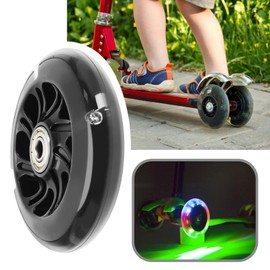 eMagTech 4PCS Scooter Silent Luminous Crystal Wheels Black Hub with Bearings Flashing 3 Colors Replacement Wheels for Scooter 100x100mm