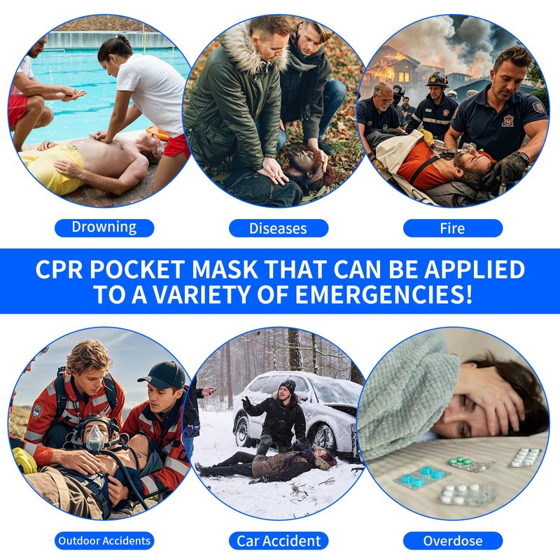 CPR Face Shield with Keyring (6 Pack), CPR Pocket Mask