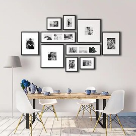 Boarding 8X10 Picture Frame Photo Frame for Wall Hanging and Tabletop Display,Photos 5x7 with Mat or 8x10 without Mat for Vertical or Horizontal Display (1, Black)