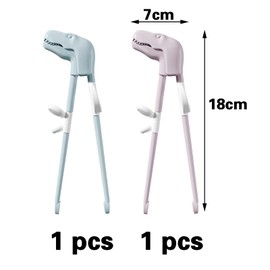 Children's chopsticks, chopsticks aid, training chopsticks for beginners and children (blue + pink)