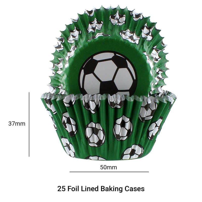Baked with Love Football Baking Cases, 50mm Foil Lined Baking