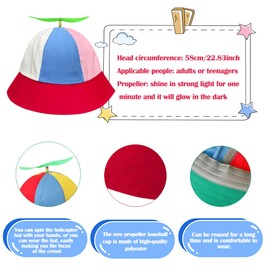 SIEBOLD Propeller Hat, Helicopter Cap, Propeller Hat, Funny Hats, Fancy Dress Party Hats with Night Fluorescent Propeller, Suitable for Adults and Children (57 cm, Red)