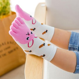 Artfasion Kids Toe Socks Toddler Cute Cotton Cartoon Animal Dog Cat Ankle Five Finger Socks for Girls and Boys