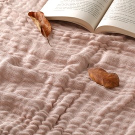 Folkulture 100% Cotton Reversible Boho Throw Blanket, 50" X 60", Grey & Pink