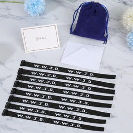 8PCS WWJD Bracelet Pack for Women Men, Christian Gifts Adjustable Wristbands, WWJD Jesus Bracelets Bulk - What Would Jesus Do Bracelet, 8 Black