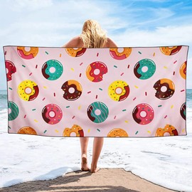 Rstick Doughnuts Beach Towel Oversized 36"x72" Lightweight Quick Dry Pink Microfiber Beach Towels for Swim Pool Camping Travel