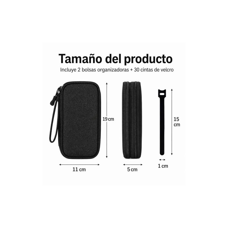 Organizador de Cables Portátil 2 Piezas, Estuche de Viaje Impermeable
