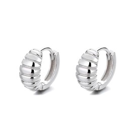 MIKAMU 925 Sterling Silver Croissant Hoop Earrings for Women CZ cubic zirconia Dainty Earring Jewelry Birthday Gifts for Women Girls, Sterling Silver, Cubic Zirconia