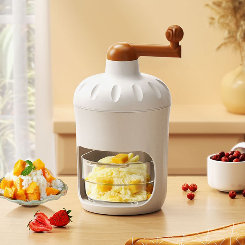 Portable Ice Crusher PP Manual Shaved Snow Cone Machine DIY